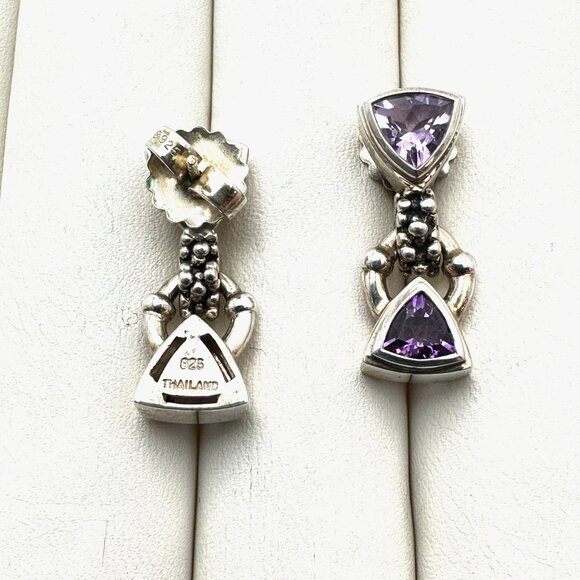 Michael Dawkins Womens Earrings Sterling Silver Amethyst 1" Pierced Chandelier - Picture 3 of 3